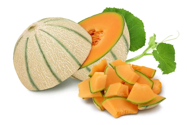 Melon Cantaloup Isolé Sur Fond Blanc Avec Pleine Profondeur Champ — Photo