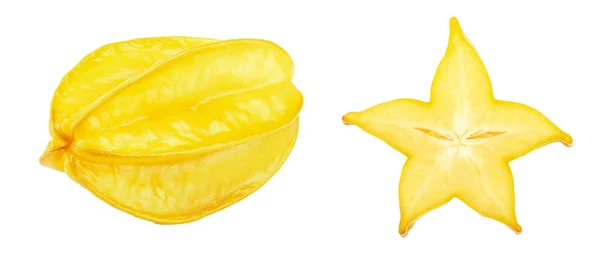 Carambola Stella Frutta Isolata Fondo Bianco — Foto Stock