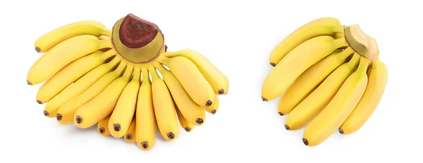 Racimo Plátano Bebé Aislado Sobre Fondo Blanco Con Profundidad Completa —  Fotos de Stock