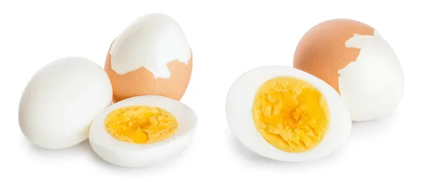 Вареное Яйцо Половина Изолированы Белом Фоне — стоковое фото