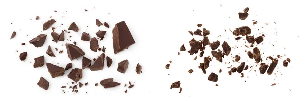 Кусок Шоколада Изолированы Белом Фоне Плоский Лежал — стоковое фото