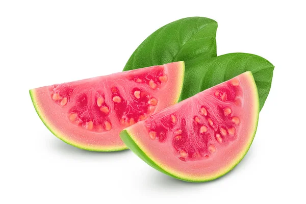 Guava Meyve Dilimleri Beyaz Arkaplanda Tam Derinlikte Izole Edilmiş — Stok fotoğraf