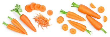 Carrot isolated on white background. Top view. Flat lay. clipart