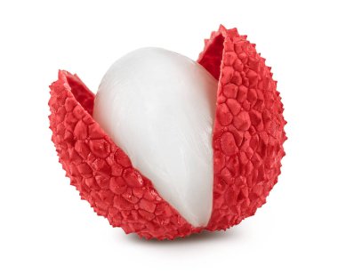 Liçi meyvesi beyaz arkaplanda tam derinlikte izole edilmiş..