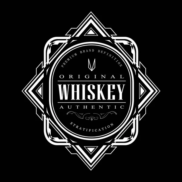 Vintage Whiskey Badge Art Deco Label Retro Design Vector Illustratie — Stockvector