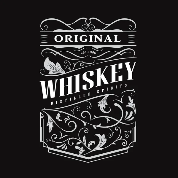 Whiskey Etikett Handgezeichnet Vintage Border Typography Blackboard Vektor — Stockvektor