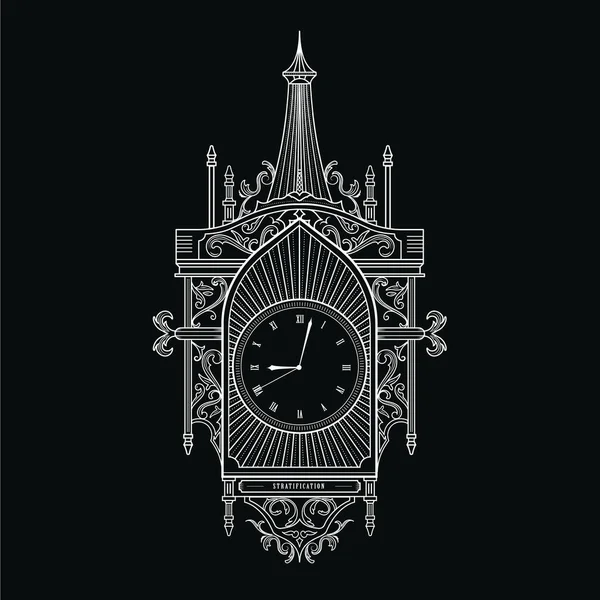 Antique Clock Vector Illustration — Image vectorielle