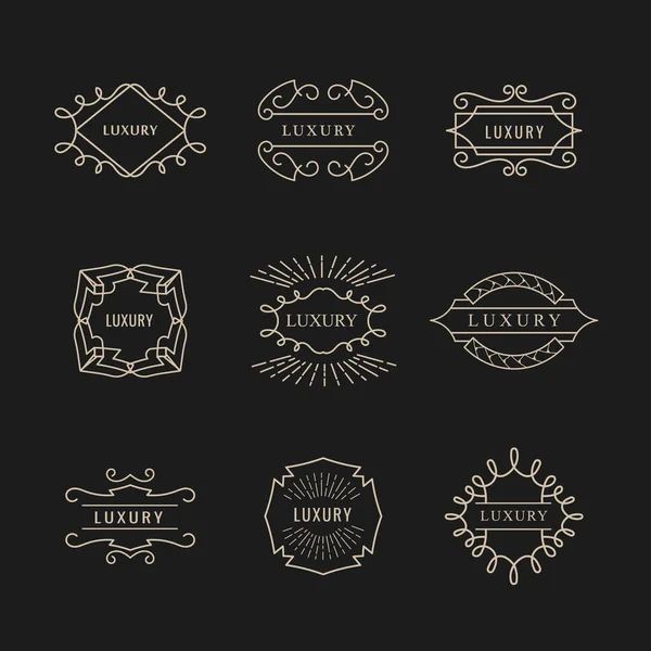 Nastavit Luxusní Logo Vintage Odznak Design Retro Vektor — Stockový vektor