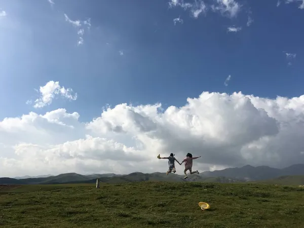 young couple in love on the mountain