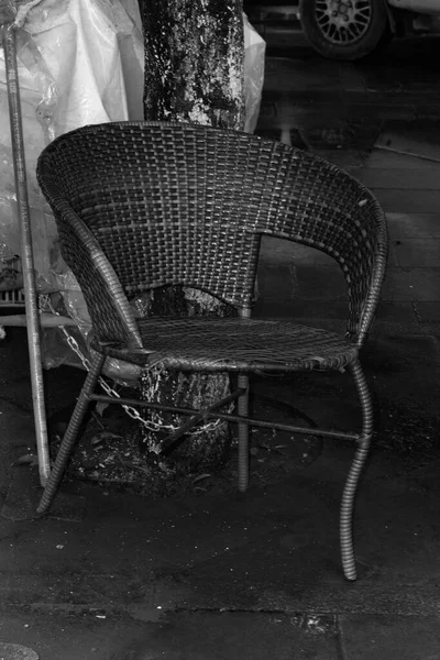 old wooden chair in the park