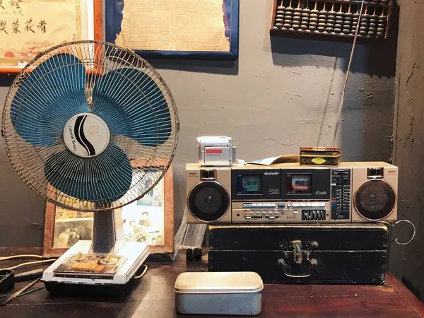 vintage radio recorder on the table