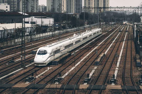 railway tracks in the city