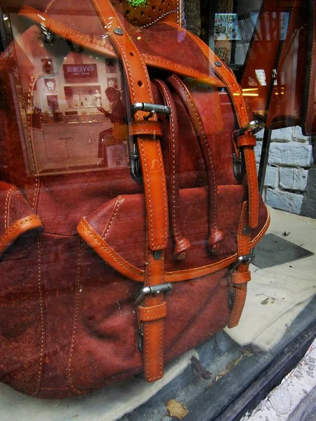 leather bag with a backpack