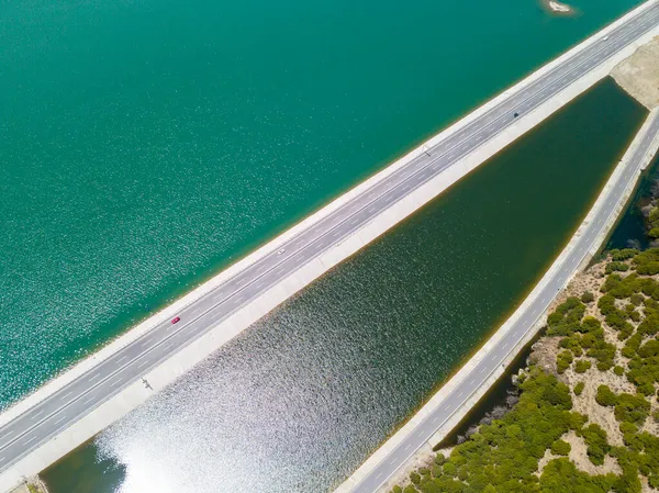 aerial view of the road in the city of the mediterranean sea in the north of israel