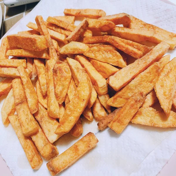 close up of fried potato chips