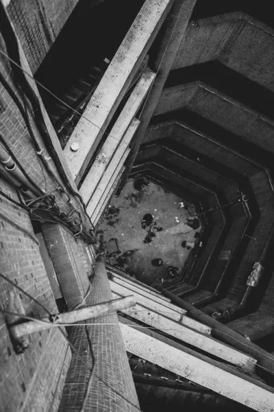 stock image old wooden staircase in the city