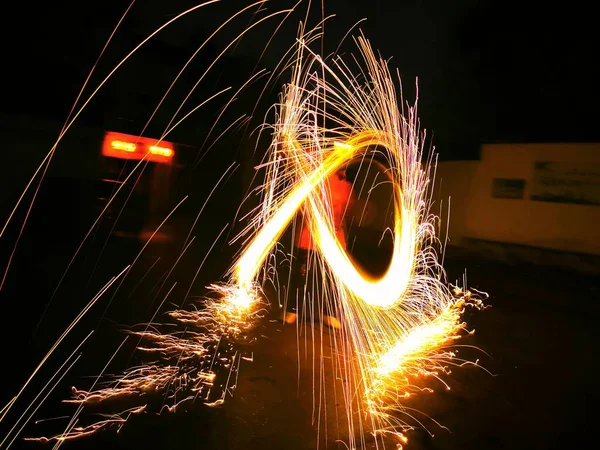 sparks of fire on the black background