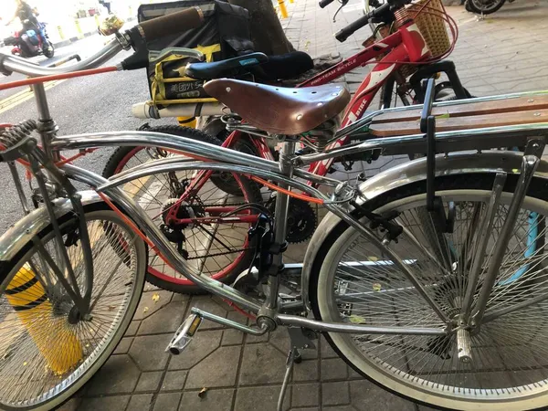 bicycle parked in the city