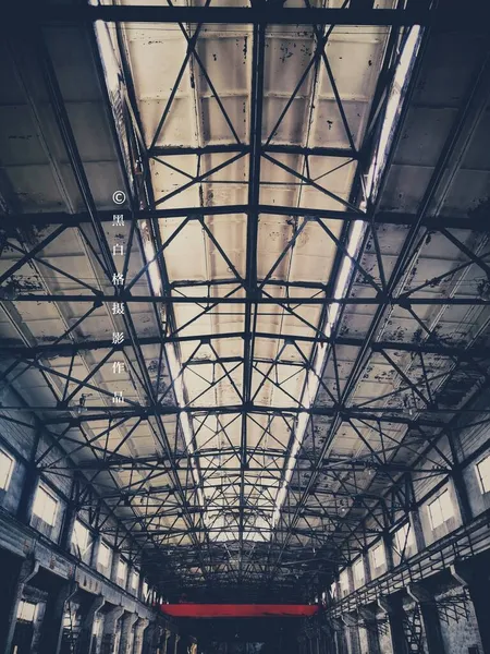 industrial background, old abandoned factory building