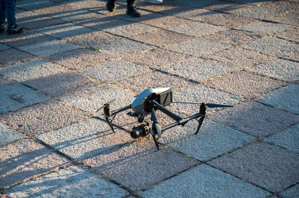drone quadrocopter on the street