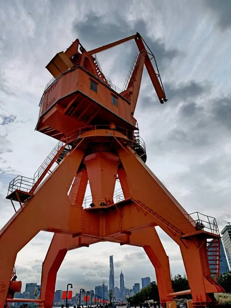 industrial landscape with crane and bridge