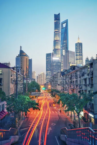 stock image view of the city of the lujiazui financial district in the evening