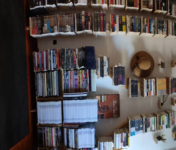 library with books and book in the bookstore