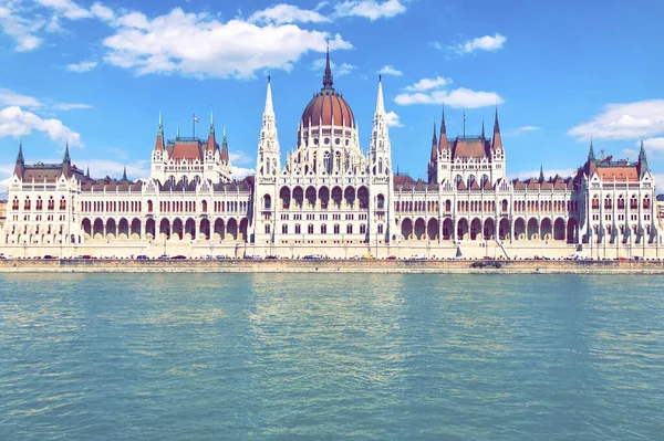 hungarian parliament building and danube river, budapest, hungary