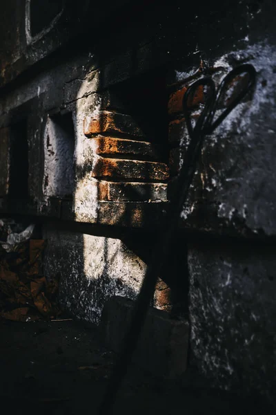 old rusty metal logs in the fireplace