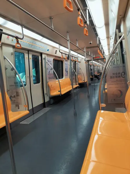 interior of a modern subway train