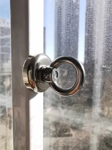 metal door handle with a lock