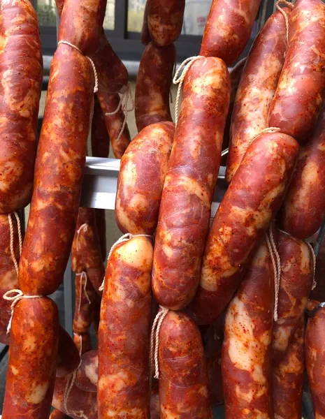 sausage on a market stall