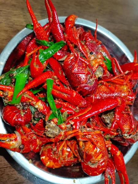 stock image red hot chili pepper in a bowl