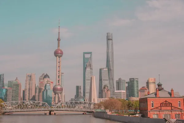 shanghai skyline, china-circa january, 2019: view of the city of frankfurt am main, germany