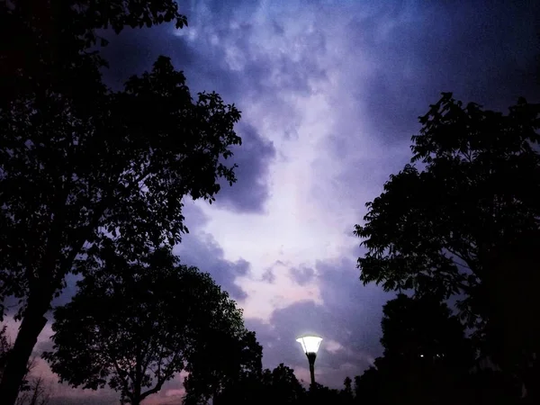 beautiful night sky with clouds