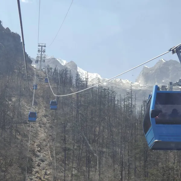 cable car lift in the snow