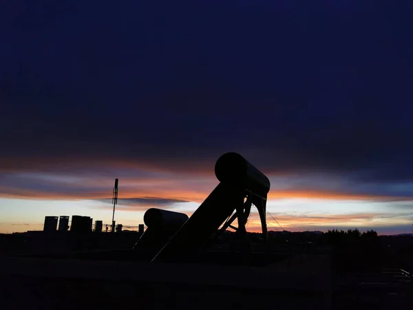 silhouette of a industrial factory building