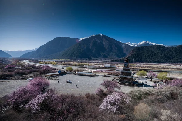 beautiful landscape of the valley of the village in the mountains