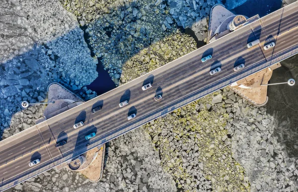 aerial view of the railway station, the road and the river.