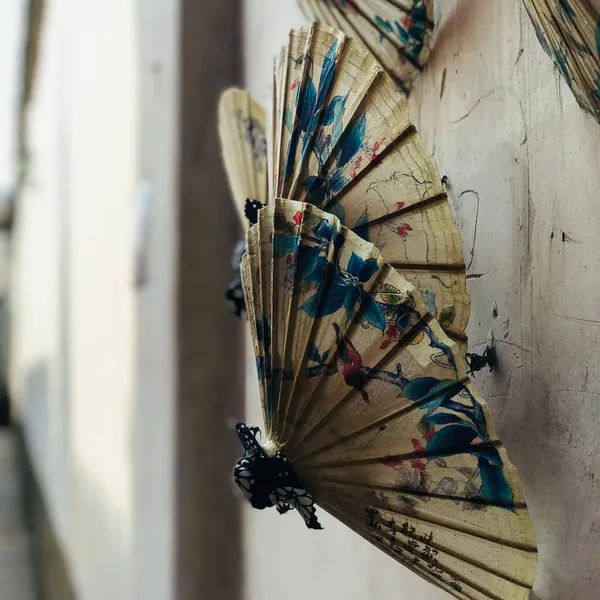 beautiful handmade wooden fan with a brush