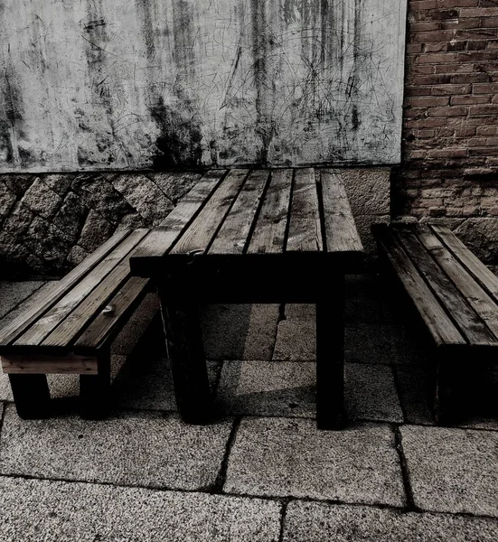 old wooden bench in the park