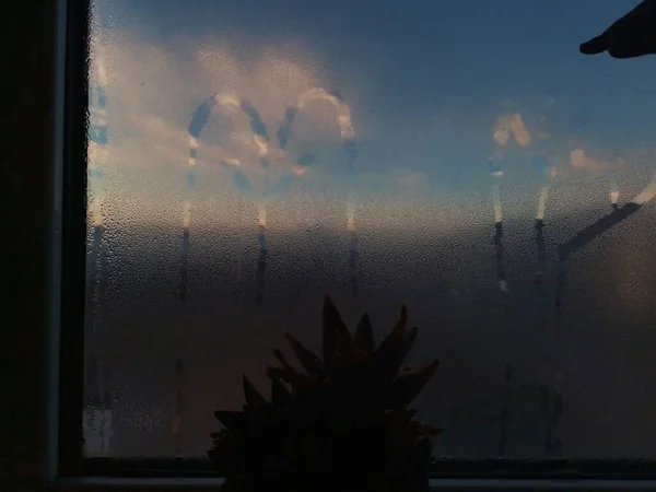 the silhouette of a man in a rain glass