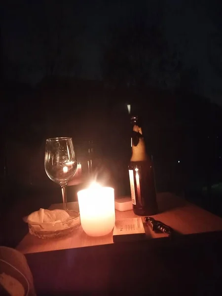 romantic dinner table with candles and candle