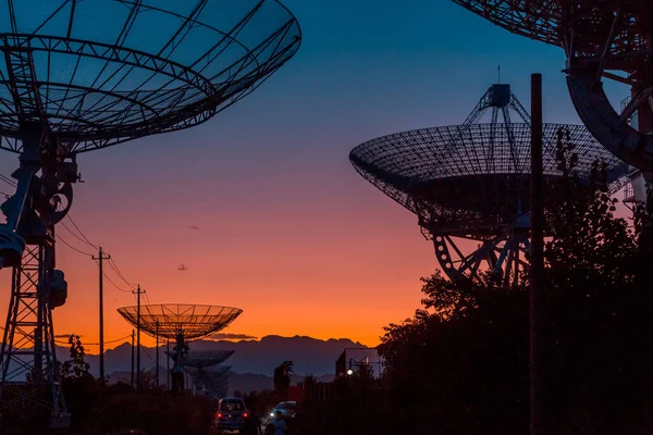 satellite dish antenna with antennas and sky