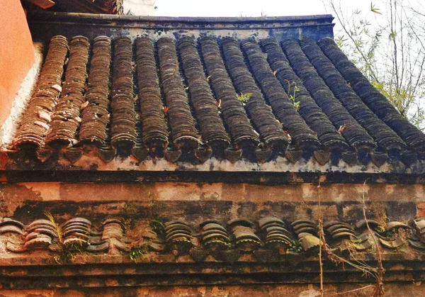 old roof tiles in the city of thailand