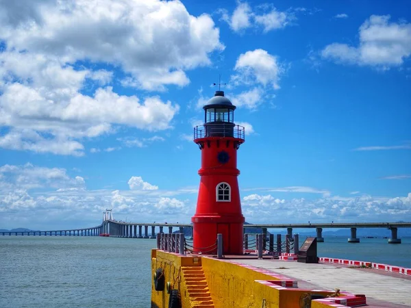 stock image lighthouse on the pier in the north of the state of israel