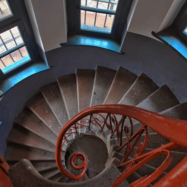 the old wooden staircase in the city