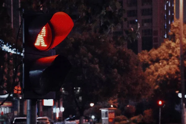 red and white lights on the street