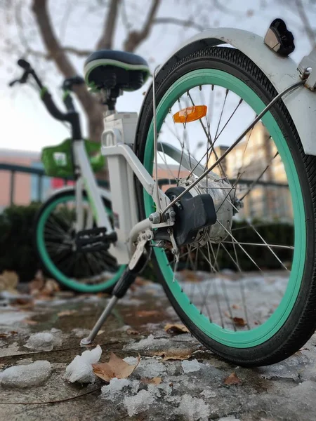 bicycle wheel with a bike