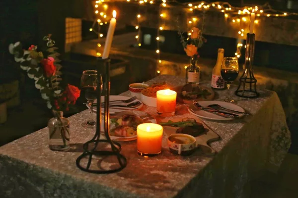 candles and candle in the restaurant